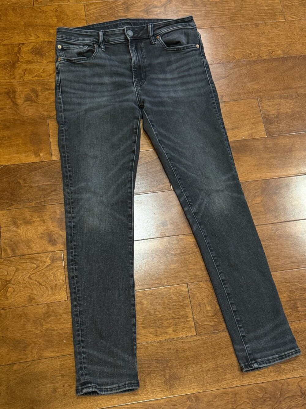 American Eagle AirFlex+ Slim Straight Jeans Mens 32x32 Faded Washed Black